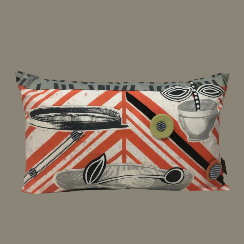 Appliquéd Chevron Orange + Black Cherry Cushion