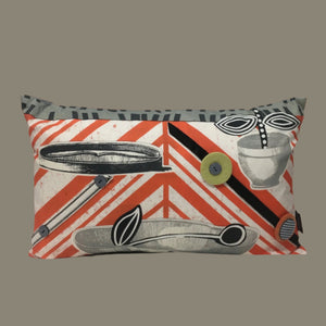 Appliquéd Chevron Orange + Black Cherry Cushion