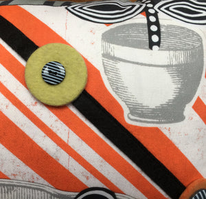 Appliquéd Chevron Orange + Black Cherry Cushion