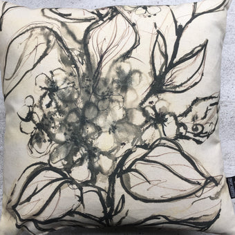 Aquatint Monochrome Floral Cushion - LAST ONE