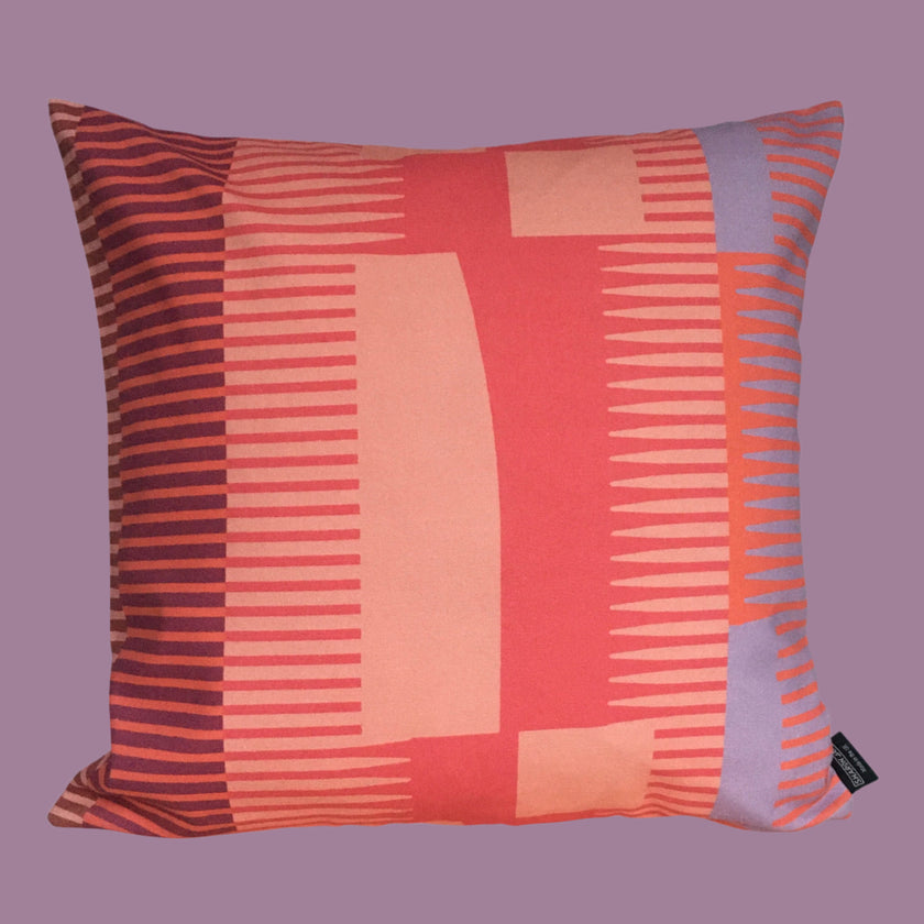 Square Combed Stripe Cushion - Blush