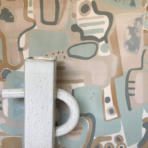 Cubist Jigsaw Wallpaper - Old salmon + Faded Brick