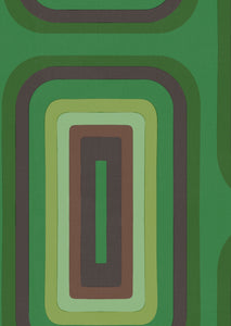 Retro Oblong Geometric wallpaper - Emerald + Brown