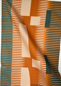 Combed Stripe Tea Towel - Paprika + Teal