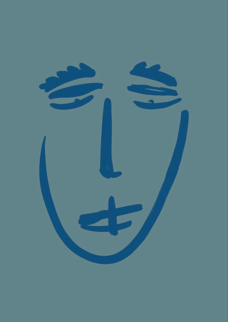 Face print - Pool + Blue