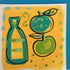 ‘ Bottle + Fruit’ Yellow  Hand Painted Greetings Card