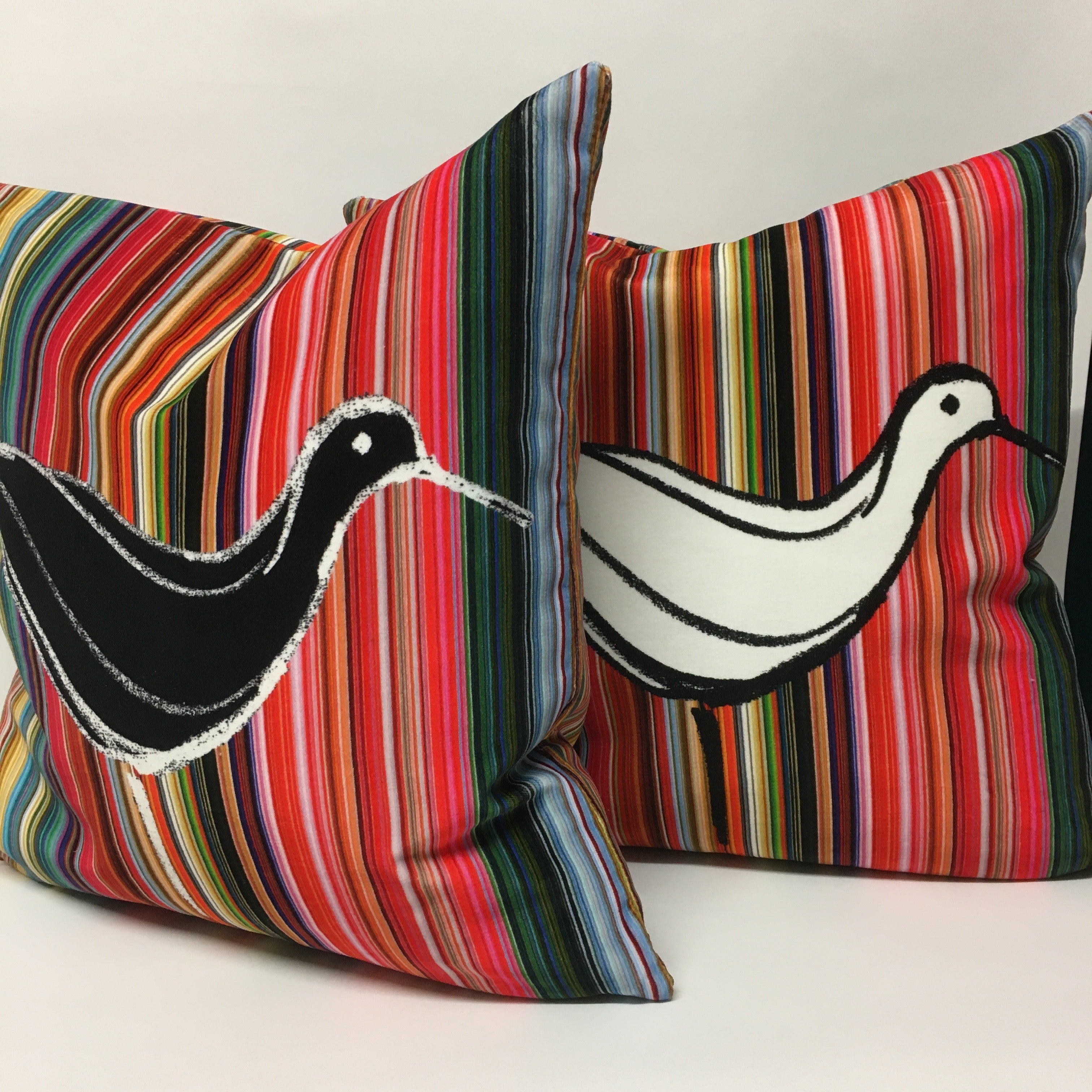 Ducks In A Row Velvet Cushion - White