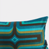 Retro Geometric Velvet Cushion - Turquoise