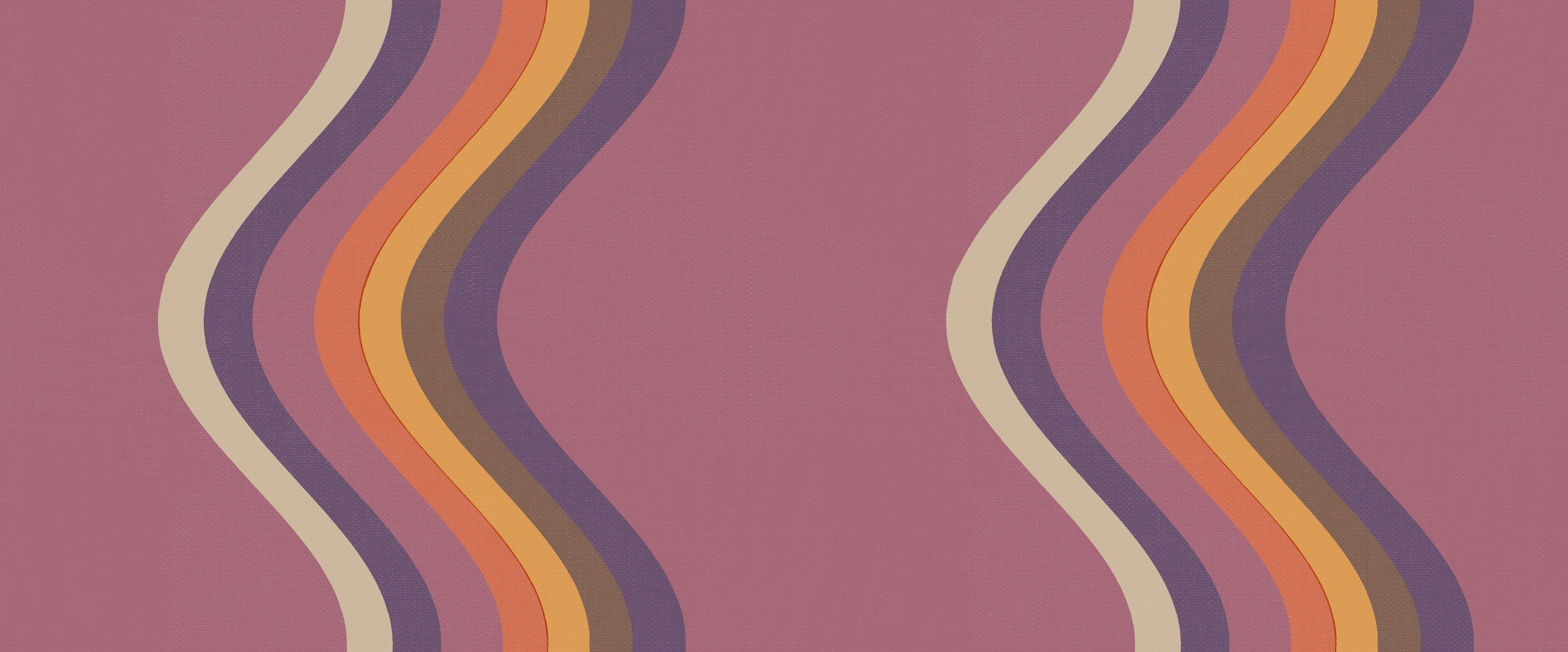 Broad Curvy Retro Stripe wallpaper - Mulberry