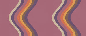 Broad Curvy Retro Stripe wallpaper - Mulberry
