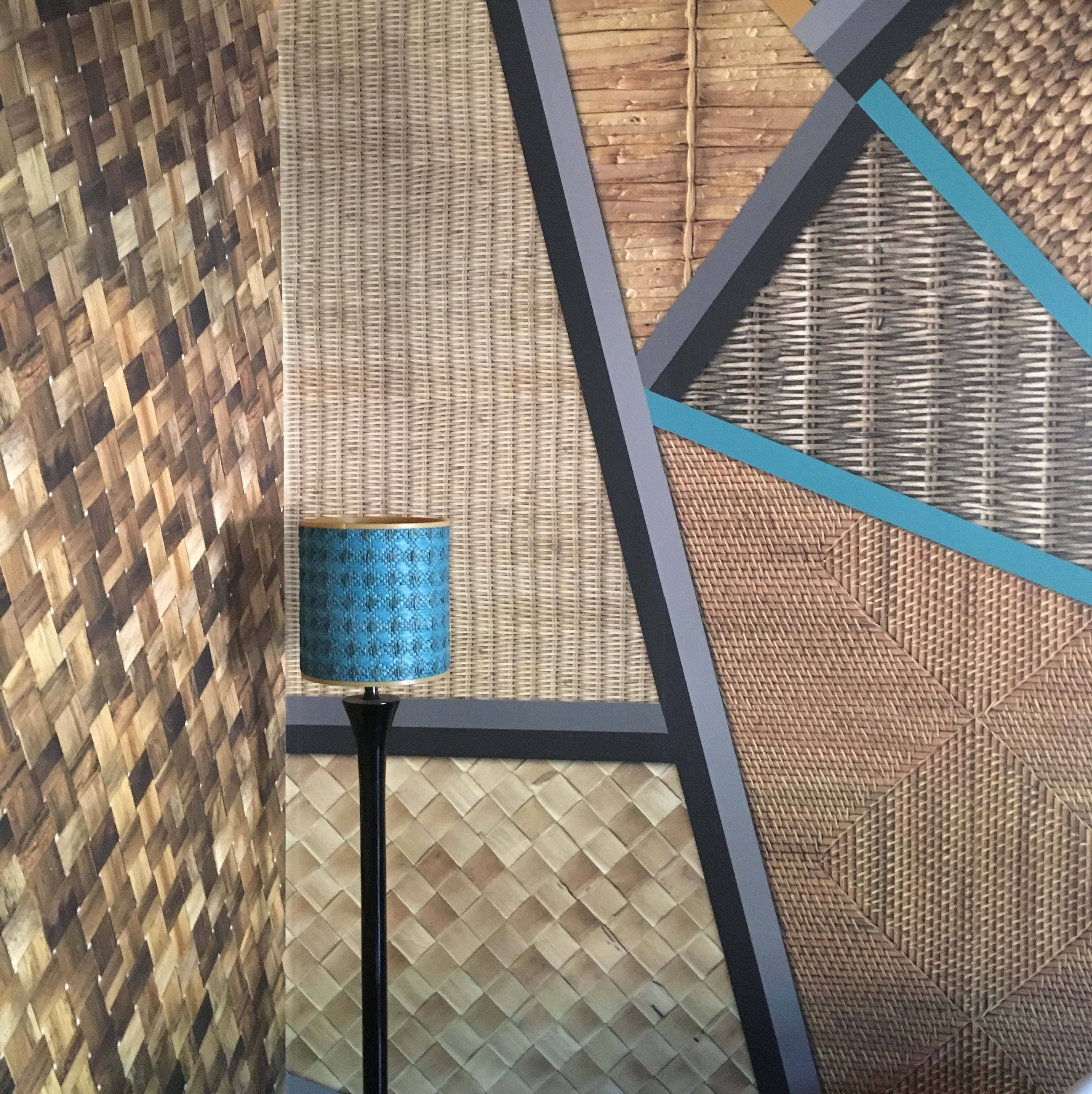 Wicker Geometric panels Turquoise + Mustard