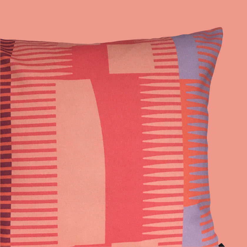 Square Combed Stripe Cushion - Blush