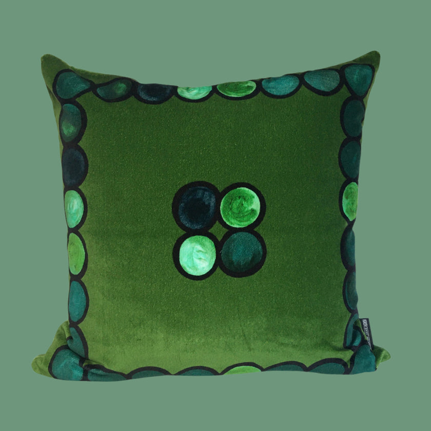 Ombré Circle Velvet Cushion - Bottle Green