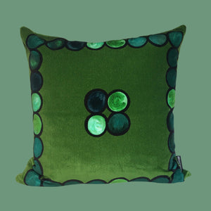 Ombré Circle Velvet Cushion - Emerald green