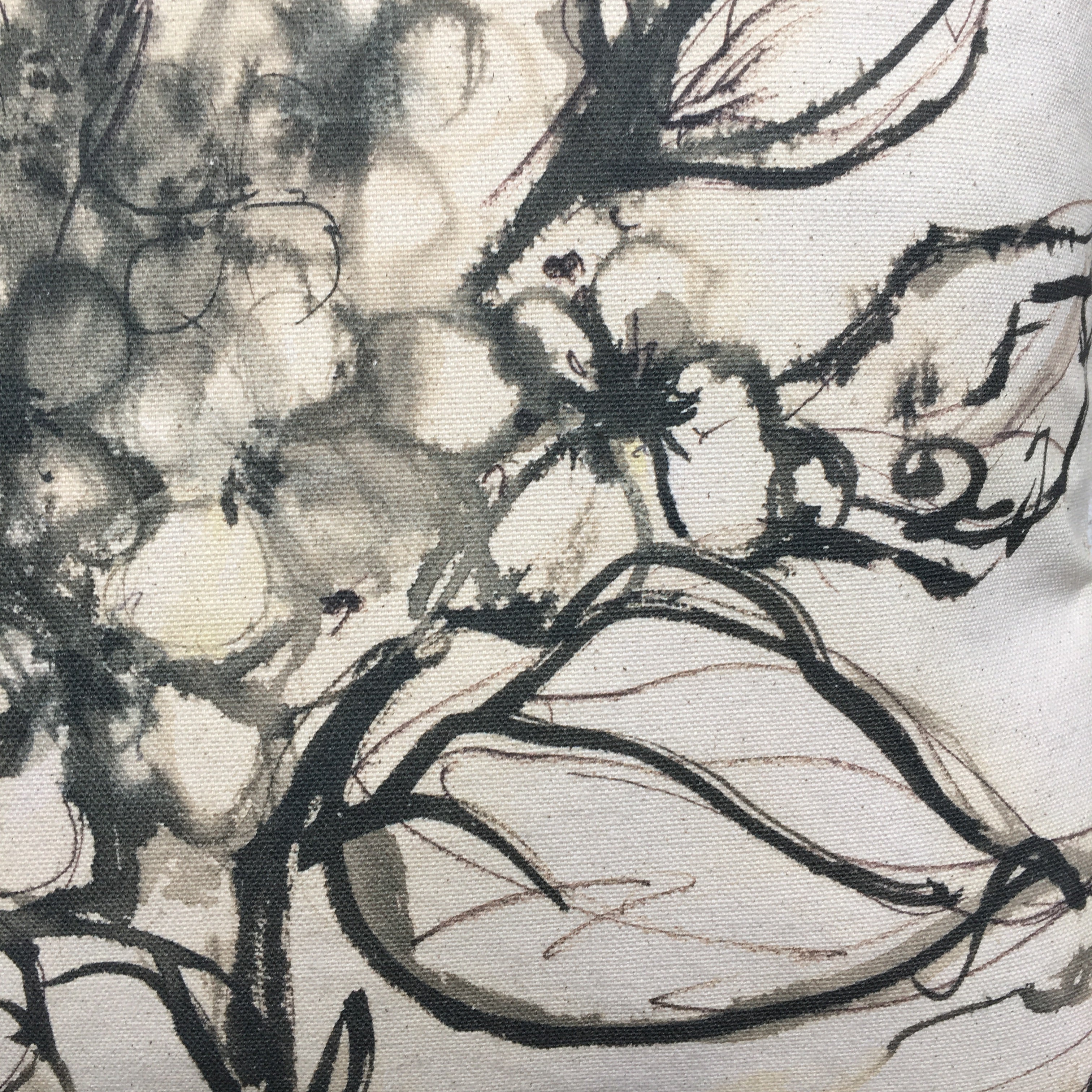 Aquatint Monochrome Floral Cushion - LAST ONE