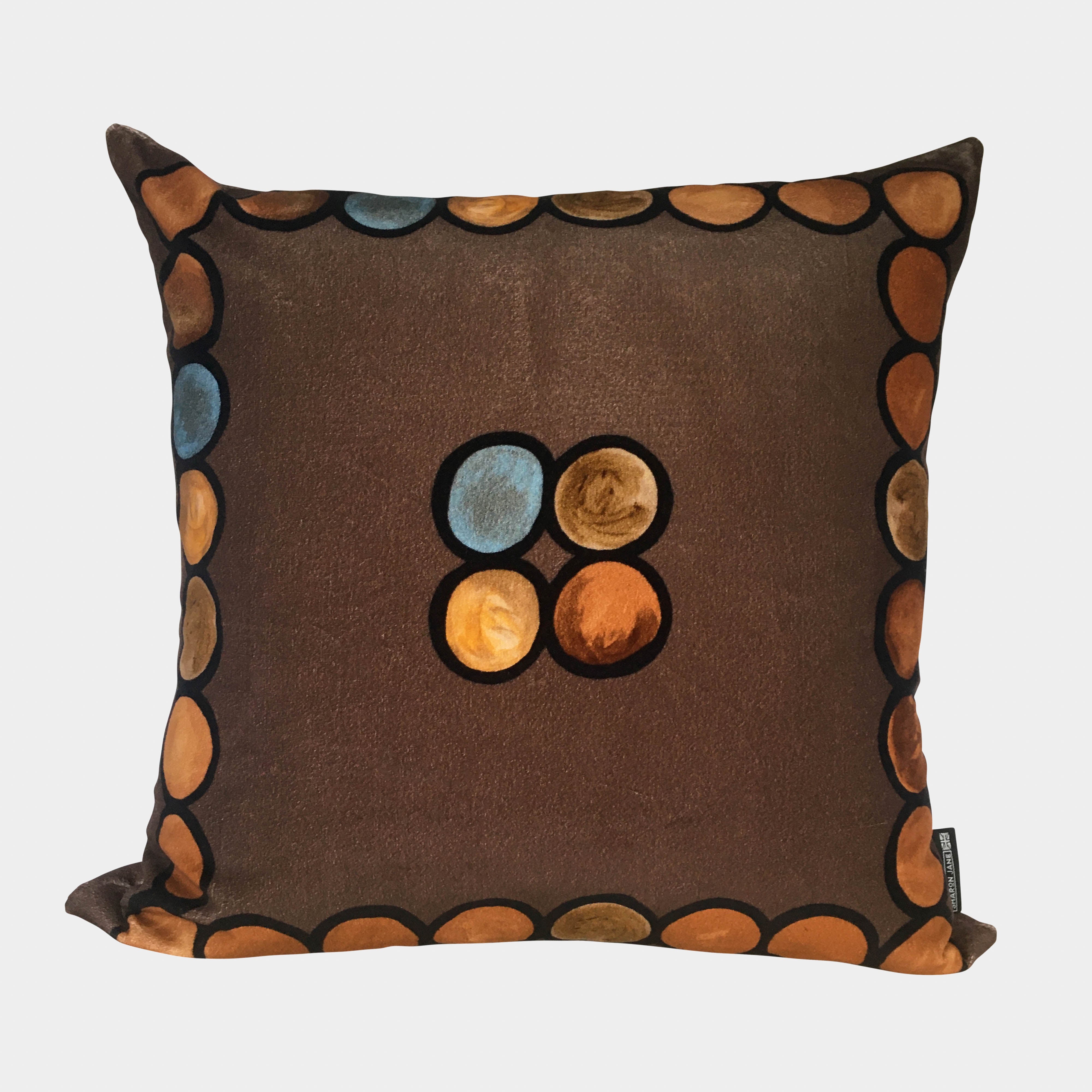 Ombré Circle Velvet Cushion - Chocolate + Terracotta