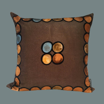 Ombré Circle Velvet Cushion - Chocolate + Terracotta