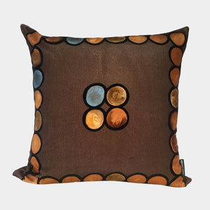 Ombré Circle Velvet Cushion - Chocolate + Terracotta