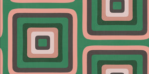 Retro Square Geometric wallpaper - Green + Pink