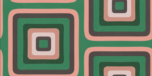 Retro Square Geometric wallpaper - Green + Pink - NEW