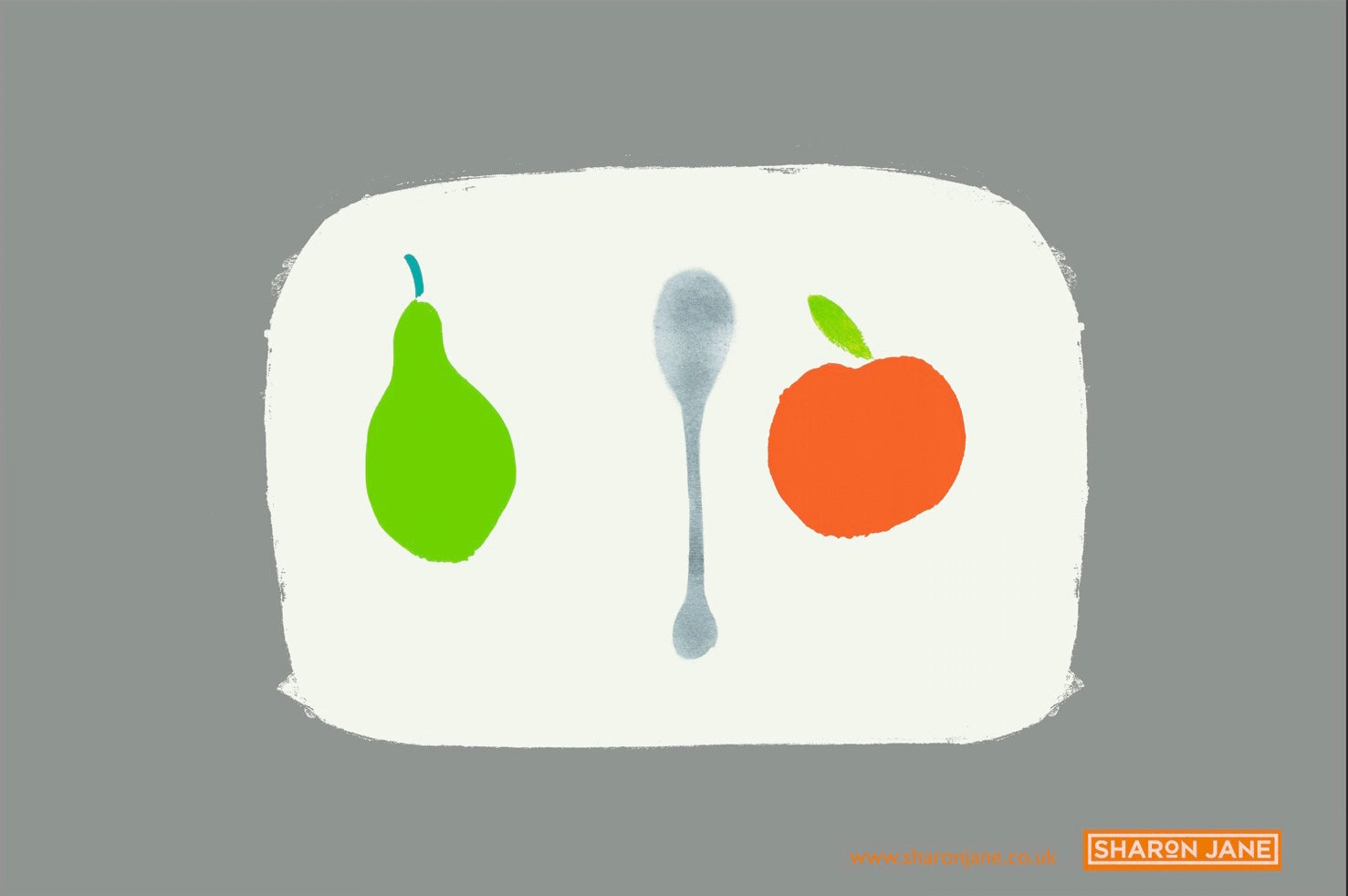 Apple + Pear Tea Towel - Grey