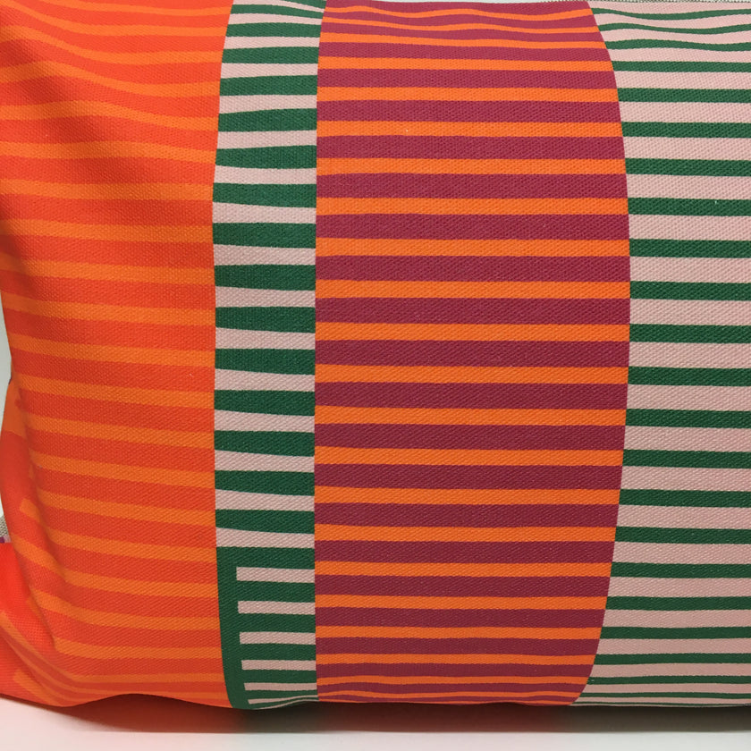 Combed Stripe Cushion - Vermilion