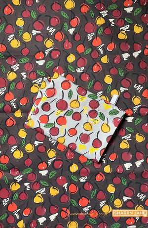 Cherries Tea Towel - Grey / Bitter Chocolate