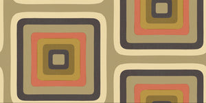 Retro Square Geometric wallpaper - Taupe + Coral