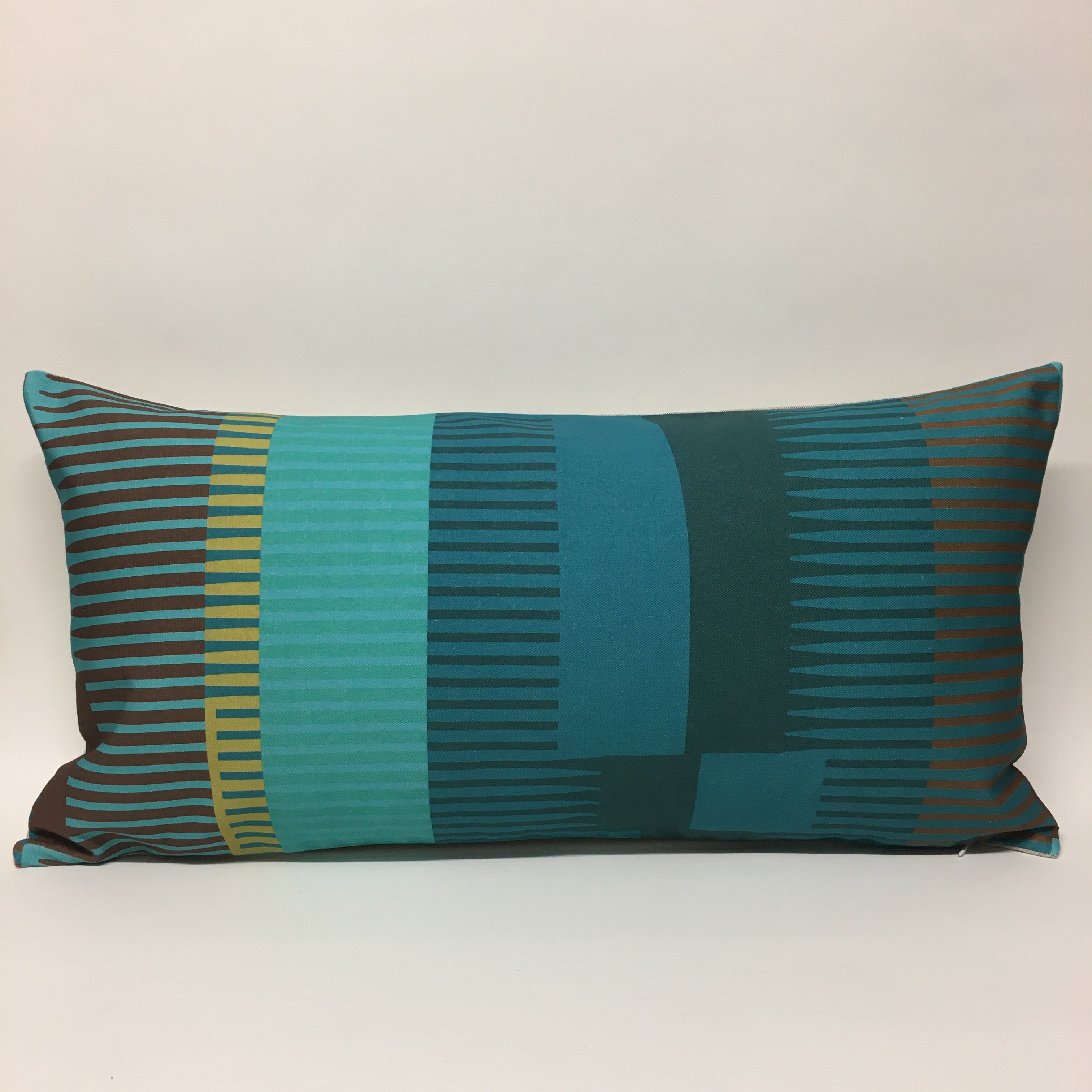 Combed Stripe Cushion - Teal, turquoise + olive