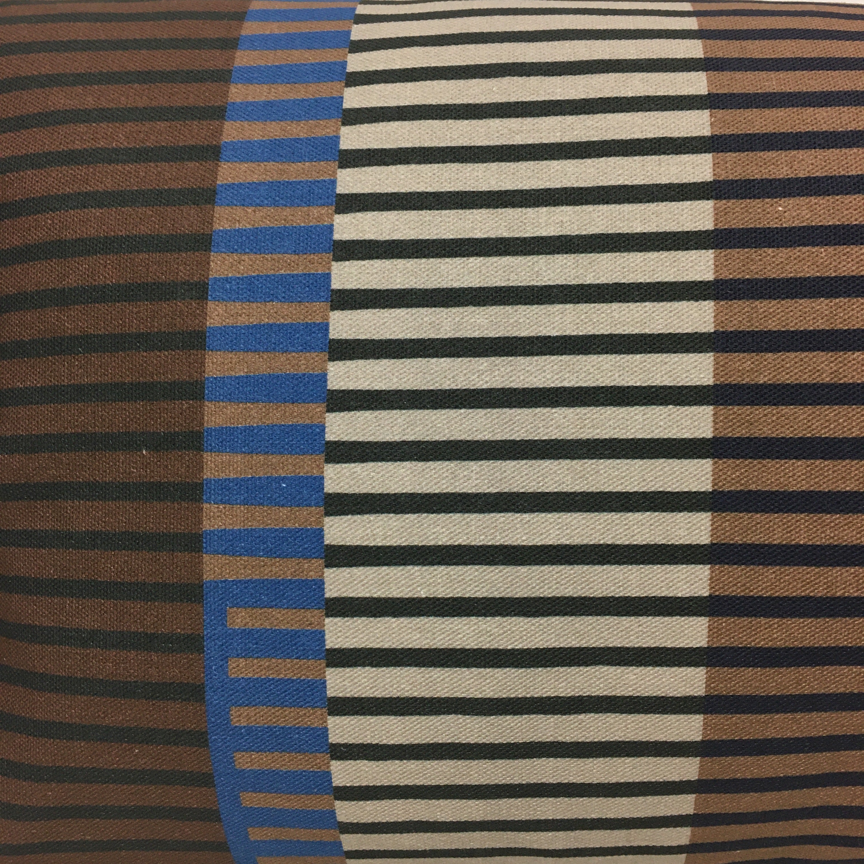 Combed Stripe Cushion - Mocha, Navy + chocolate