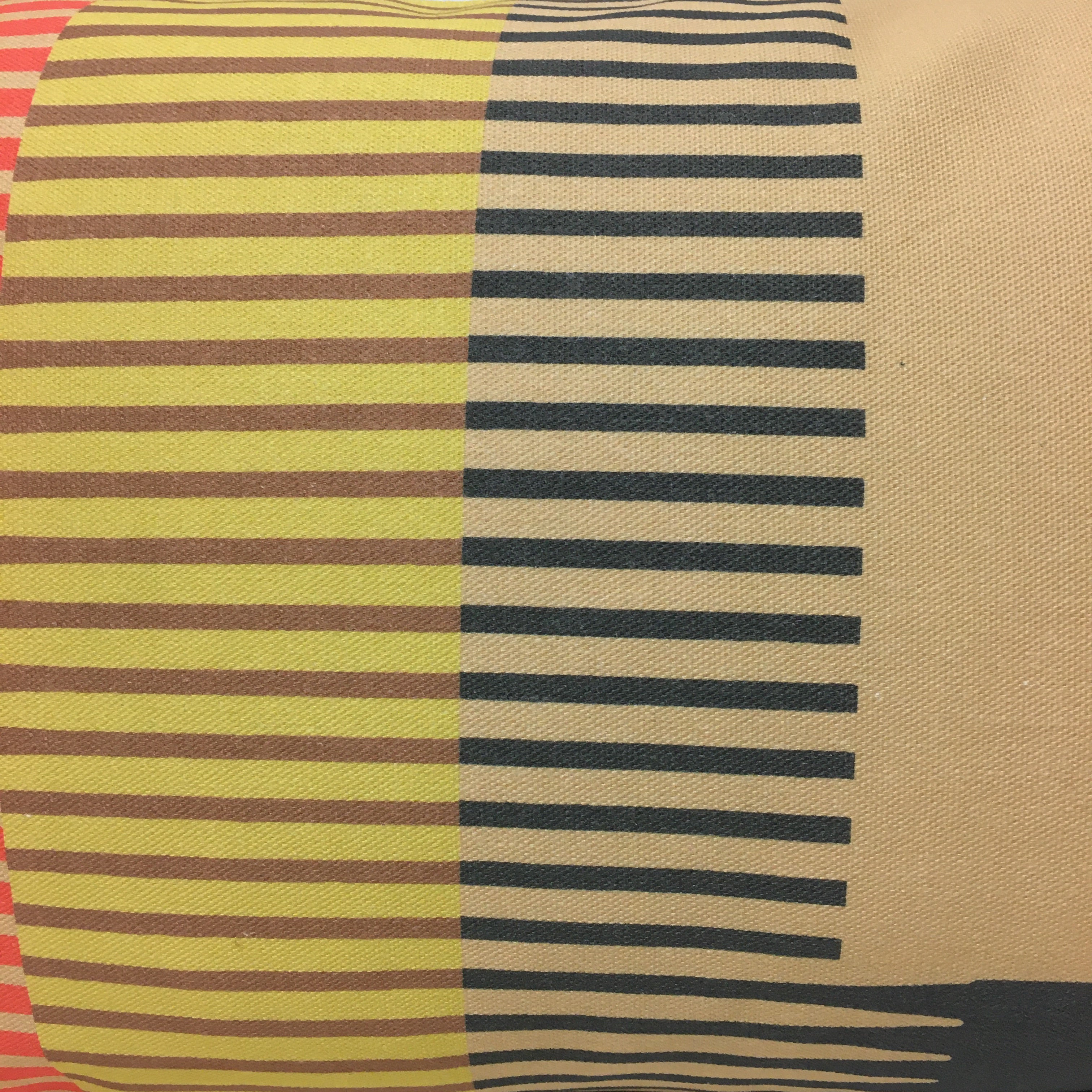 Combed Stripe Cushion - Vanilla, Straw + Charcoal