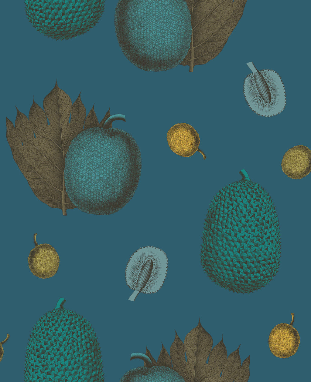 Tropical Fruit Wallpaper - Turquoise