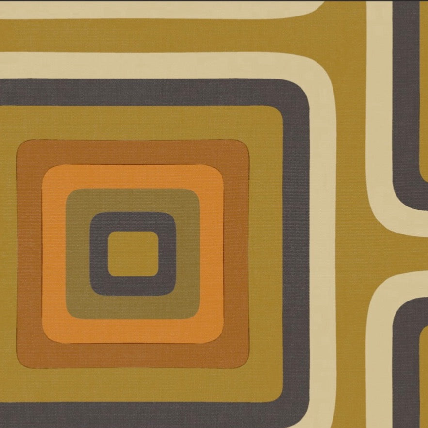 Retro Square  Geometric wallpaper - Ochre + Mustard - NEW