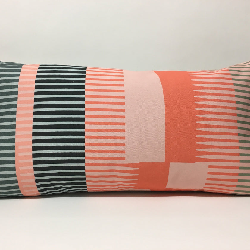 Combed Stripe Cushion - Coral