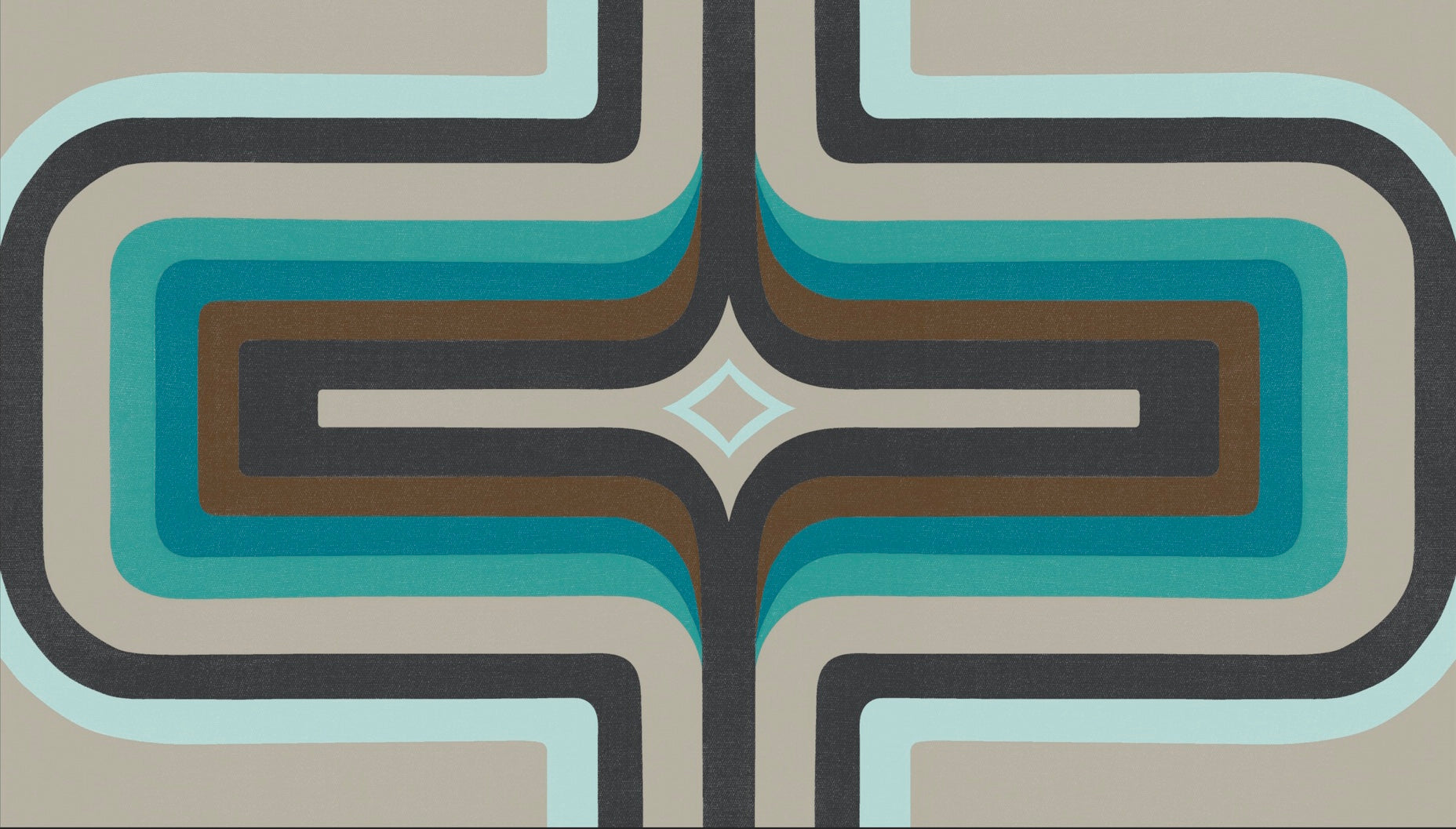 70s Geometric wallpaper, Teal + Brown