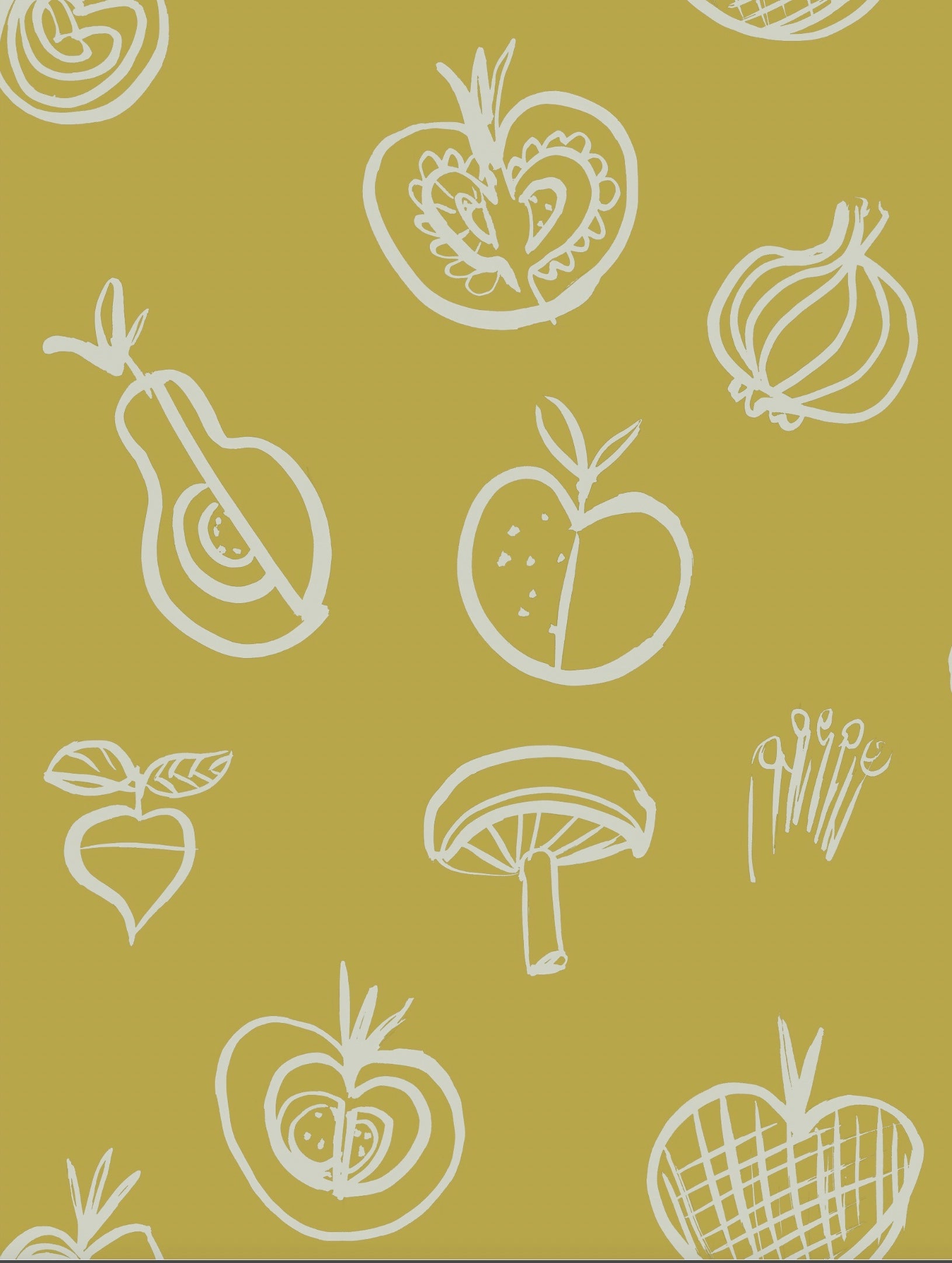 Fruit Motif Wallpaper - Yellow - NEW