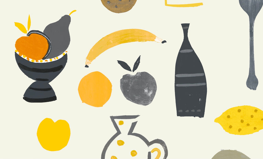 Naive Fruit Motif Wallpaper - Orange