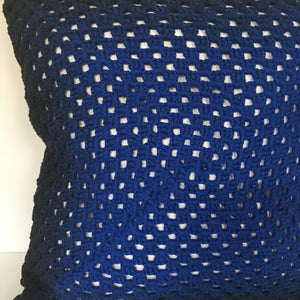 Hand Made Cotton Crocheted Cushion - Cobalt