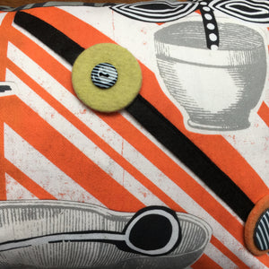 Appliquéd Chevron Orange + Black Cherry Cushion