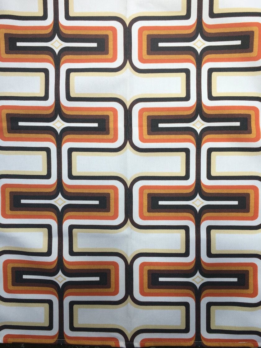 Retro Tea Towel - Brown + Orange