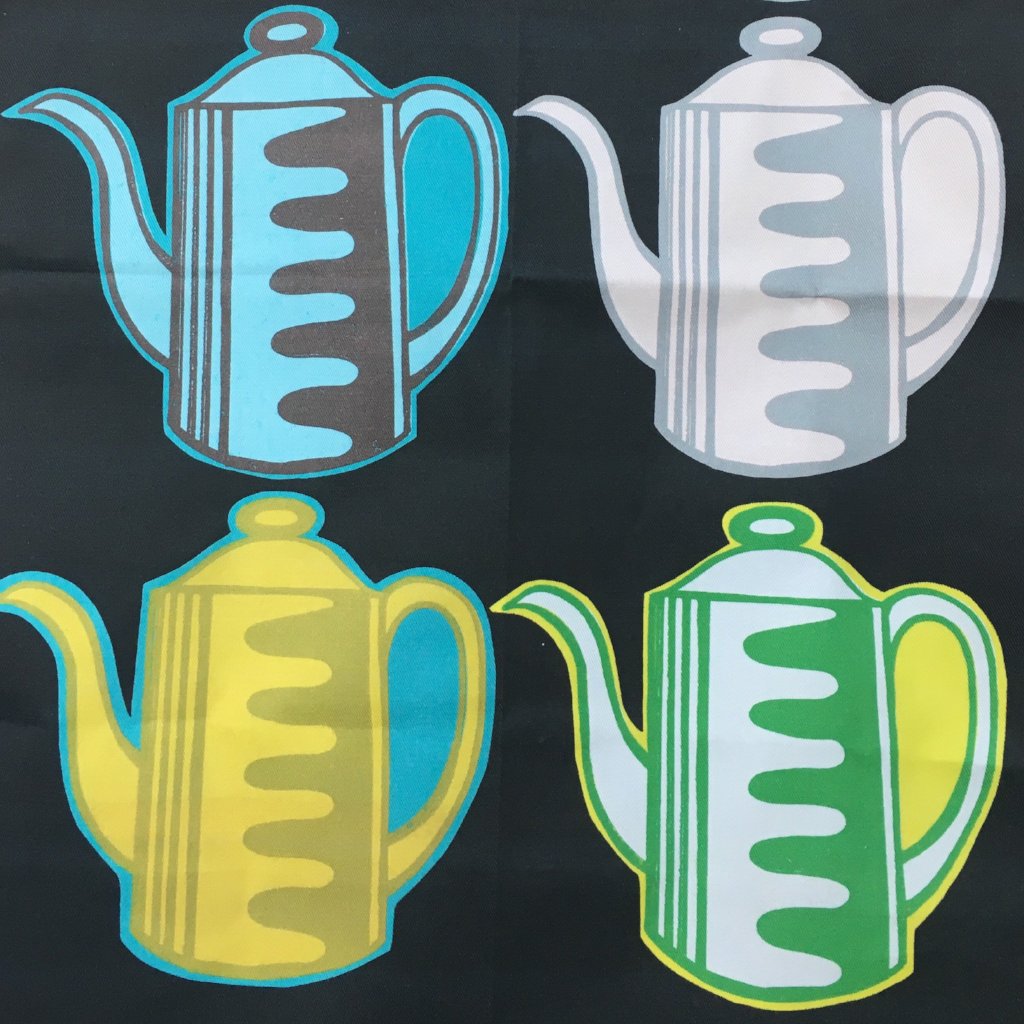 ‘Vintage Coffee Pots‘ Tea Towel Black
