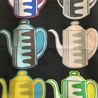 ‘Vintage Coffee Pots‘ Tea Towel Black