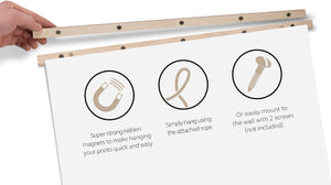 Magnetic print and wallpaper hanger