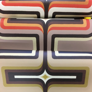 70s Geometric wallpaper Mushroom + Orange