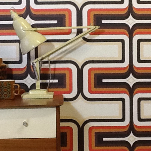 70s Geometric wallpaper Grey + yellow