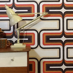 70s Geometric wallpaper Grey + yellow