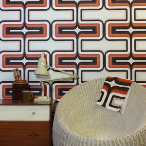70s Geometric wallpaper Orange + brown