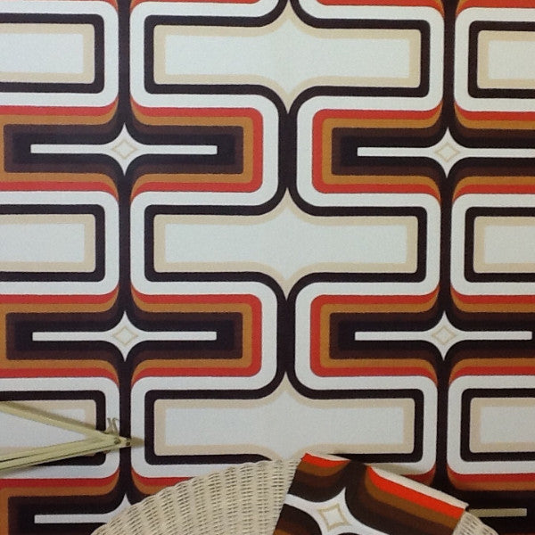 70s Geometric wallpaper Orange, Yellow + Grey