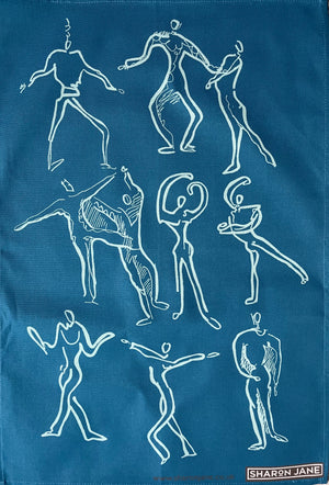 Dancers Linen Tea Towel - Teal