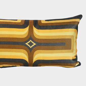 Retro Geometric Velvet Cushion - Saffron